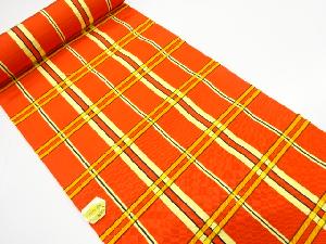 アンティーク　格子模様織り出し　八寸帯地反物